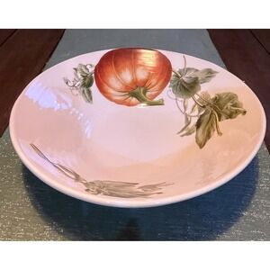 Ceramica Cuore Large Serving Bowl Pumpkin Leaf Design Made Italy